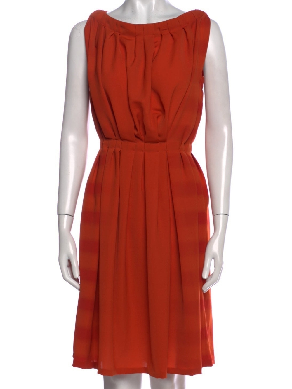 Bottega Veneta Sleeveless Gathered Midi Dress‎ in Burnt Orange